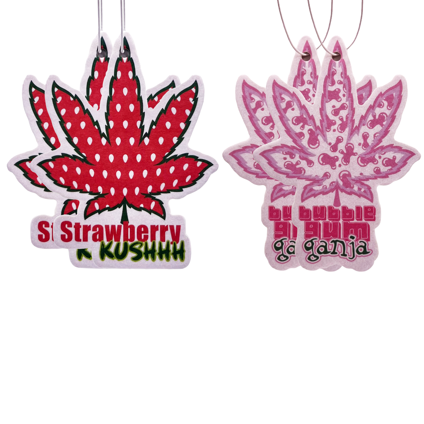 Strawberry Bubblegum Hanging Leaf Air Freshener Combo